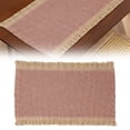 thumbnail image 5 of Natural Jute Boho Chic Fringe Edge Table Placemats, Rectangular Rustic Farmhouse Burlap Tassel Dining Table Mats, Heat Resistant Washable Placemats for Kitchen Dining Table, 1Pc(Pink,17.7x11.8"), 5 of 7