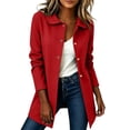 thumbnail image 3 of Danhjin Fall Coats for Women Lapel Long Sleeve Casual Button Long Jackets Winter Going out Outdoor Fashion Outerwear, 3 of 7