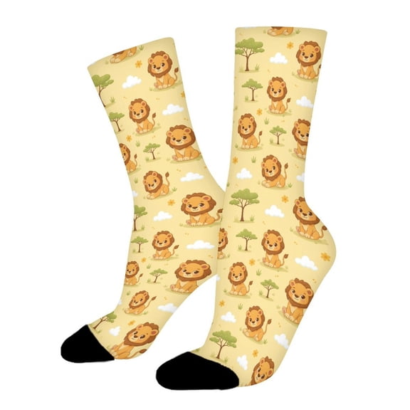 Cute Lion Funny Novelty Crew Socks for Women Men Sports