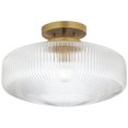 thumbnail image 2 of Possini Euro Design Brianna 16" Modern Semi Flush-Mount Ceiling Light Fixture Kitchen Foyer Round Warm Brass Finish Ribbed Glass, 2 of 7