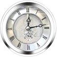 thumbnail image 1 of ERDS-Transparent Mini Clock Insert 4 1/16 Inch (103mm) Round Quartz Clock Fit-up Movement Miniature Clock Silver Dial Silver Tone Bezel Roman Numerals, 1 of 4