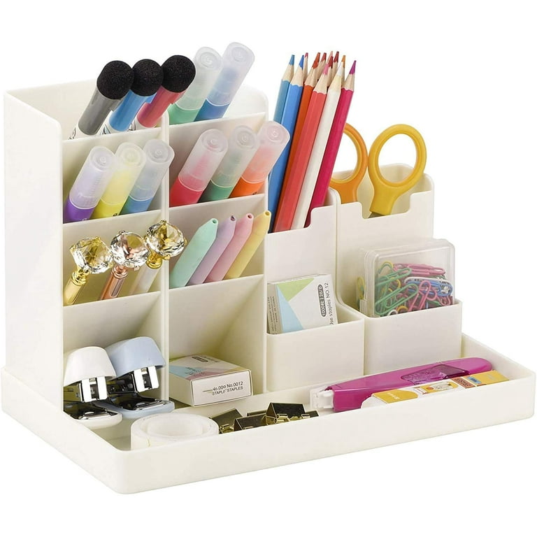 Kids Desk Organizer, Desk Storage, Desk Pencil Holder, Pencil Storage  Holder For School, Office And Classroom (White)