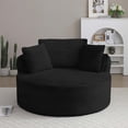 thumbnail image 2 of Miniyam 54" Lounge Chair for Living Room, Round Corduroy Chair, Includes Back Pillows, High Comfort for Reading & Relaxing(Black), 2 of 10