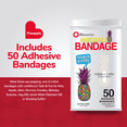 thumbnail image 2 of BioSwiss Bandages, Pineapple Shaped Self Adhesive Bandages, Latex Free Sterile Wound Care, Fun First Aid Kit Supplies for Kids and Adults, 50 Count, 2 of 7