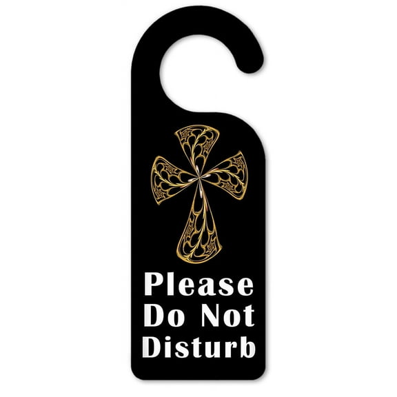 Do Not Disturb Door Knob Hanger Sign - Gold Cross