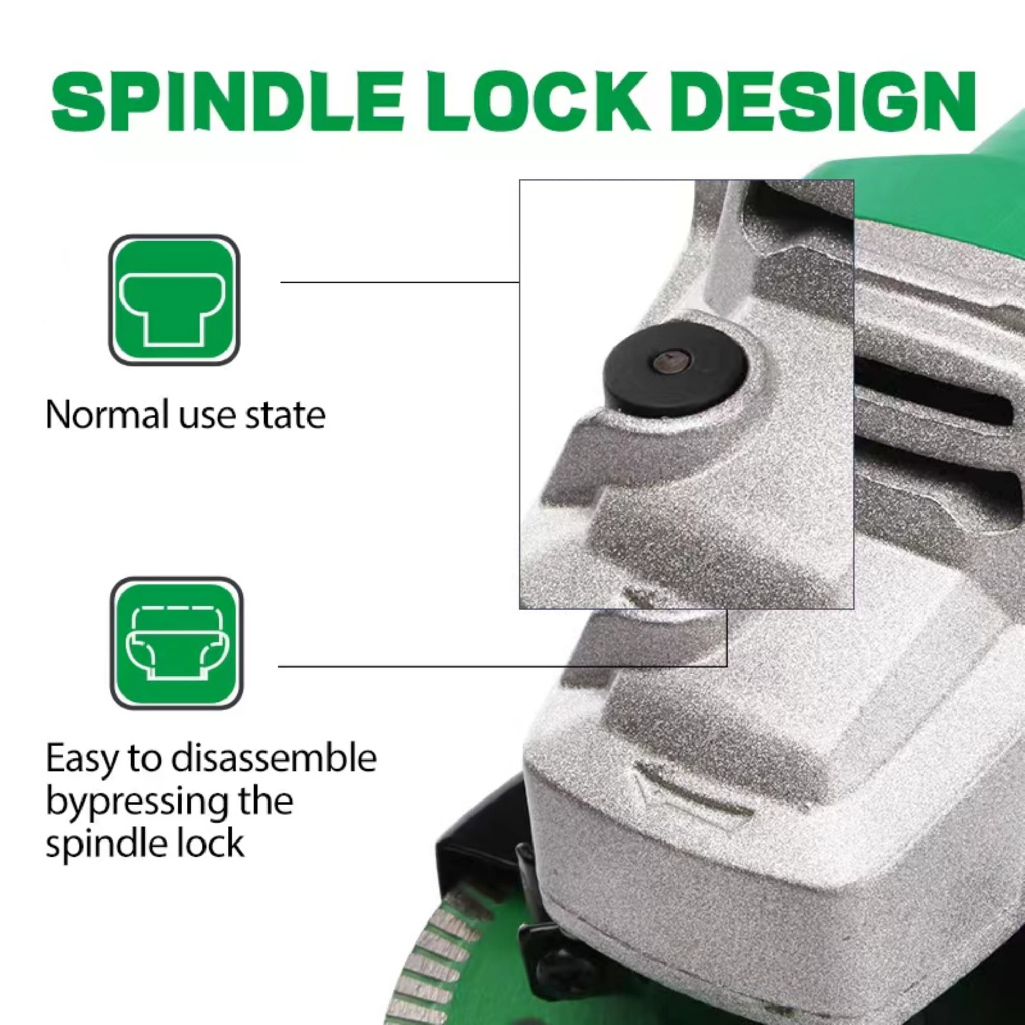 NEWBEAT 850W Angle Grinder, 4-1/2 inch Metal Cutter Grinder Tool with Wheel Guard, Side Handle, Spanner and Carbon Brush for Metal Wood, Green