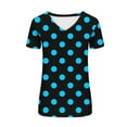 thumbnail image 5 of Virmaxy Womens 2024 New Summer Trendy Blouse Tops Tops Polka Dot Original Printed V-Neck Short Sleeve T-Shirt Light Blue L, 5 of 5