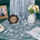 thumbnail image 5 of 1 yarda de tul con lentejuelas de copos de nieve, 61 pulgadas, tela de organza transparente azul claro, encaje de malla bordado con copos de nieve, 5 of 6