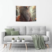 Kdxio Mystic Fox With Halo Wall Hanging Tapestries Banner For Bedroom College Dorm Home Living Room Party Decor 29X37 In