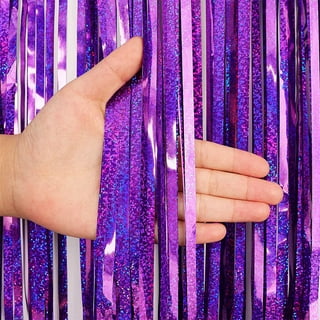3.25 X 6.7 Ft Purple Foil Fringe Curtain, Tinsel Curtain Backdrop