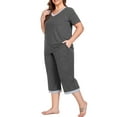 thumbnail image 3 of Cueply Women Plus Size Pajamas Set Short Sleeve Pjs Sleepwear Loungewear Nightwear with Pockets, 3 of 7