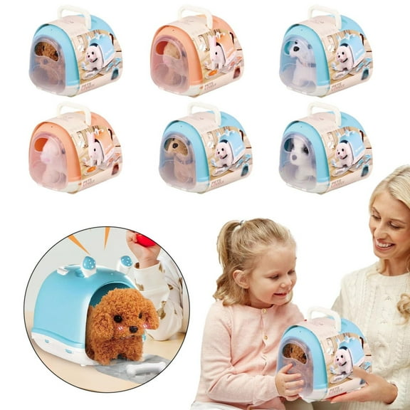 SSNTSY Walking Dog Toy for Kids,Plush Puppy Toy with Cage House,Electronic Interactive Dog Toy,Walking Barking Toddler Dog Toy Realistic Interactive Stuffed Animal,Funny Electronic Interactive Pet Dog