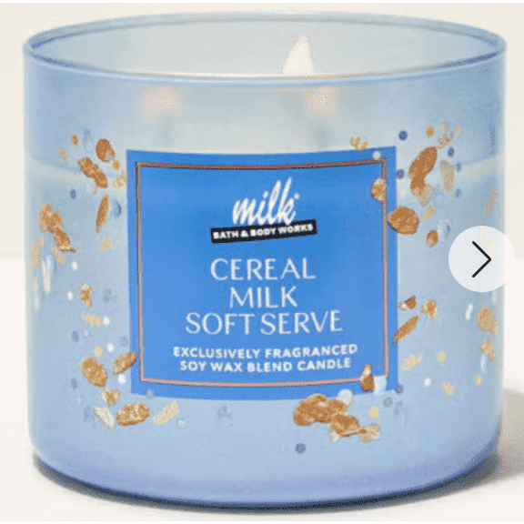 Bath & Body Works Milk Cereal Milk Soft Serve Scented 3-Wick Candle, Soy Wax Blend