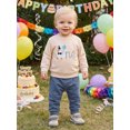 thumbnail image 4 of RUINIXCW Baby Boy 1st Birthday Outfits Letter Embroidery Crew Neck Sweatshirt Pants, 4 of 7