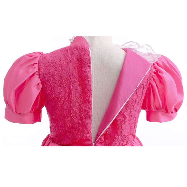 Princess Peach Costume Girls Puff Sleeve Dress Halloween Christmas Cosplay  Outfit - Walmart.com