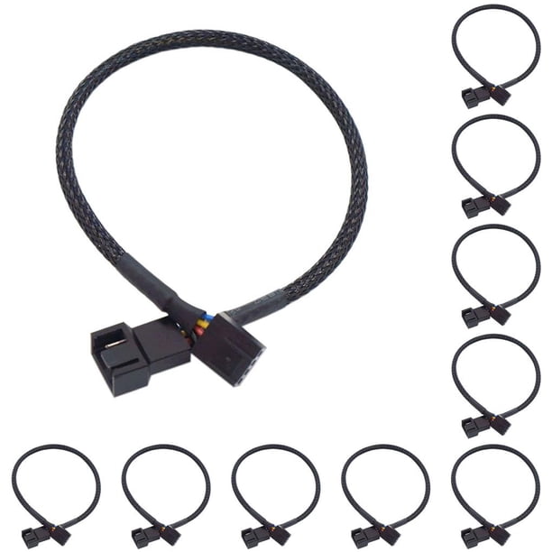 Methold Cable convertidor de extensión para ventilador con cubierta de ordenador, Cable de alimentación de cobre de 4 pines, placa base portátil, 82cm 10piezas