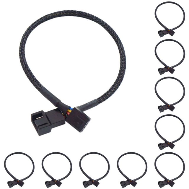 Seitruly Reemplazo del cable de extensión del ventilador de la caja de la computadora Cable de alimentación de 4 pines a Accesorios de la 42cm 10piezas