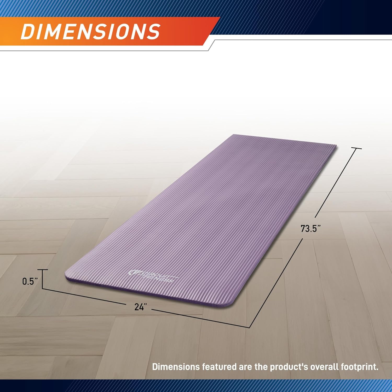 Circuit Fitness by Marcy Non-Slip Multi-Purpose Exercise Yoga Mats with Carrying Strap 1/2" Thick MAT-12-PURPLE