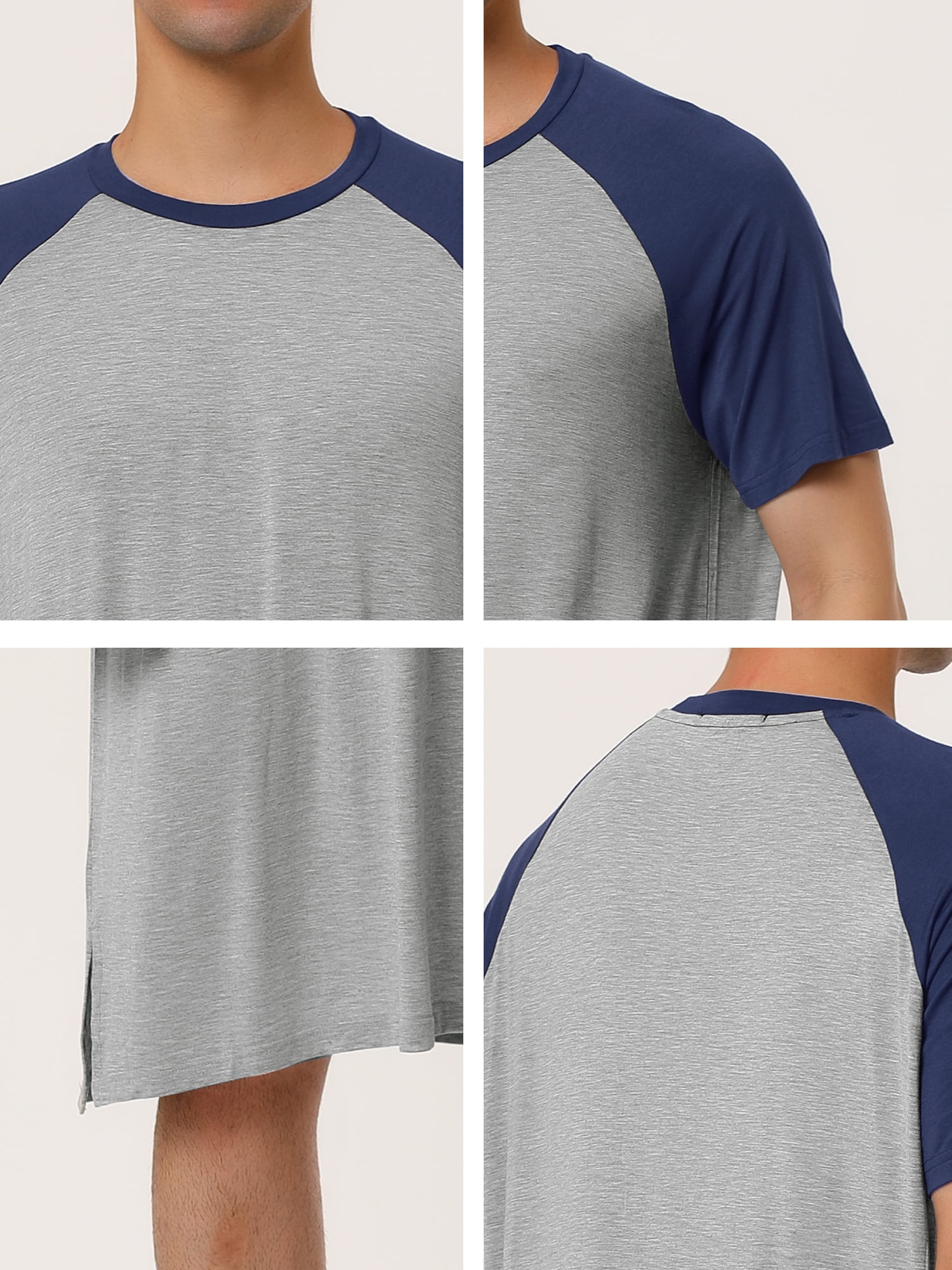 Unique Bargains Men's Nightshirt Raglan Sleeves Lounge Nightgown
