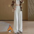 thumbnail image 2 of Pantalones con forro polar Gibobby de pierna recta de terciopelo de cintura alta color blanco S, 2 of 4