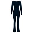 thumbnail image 3 of ZZwxWA Women's Long Sleeve Flared Jumpsuit Stretchy One Piece Backless Bodycon Playsuit Sexy Full Length Legging Rompers, 3 of 6