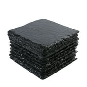 8 Pack 4 x 4 Inch Gorgeous Black Slate Stone Coasters Bulk Square Slate Stone Cup Coaster for Drink Bar Kitchen Home