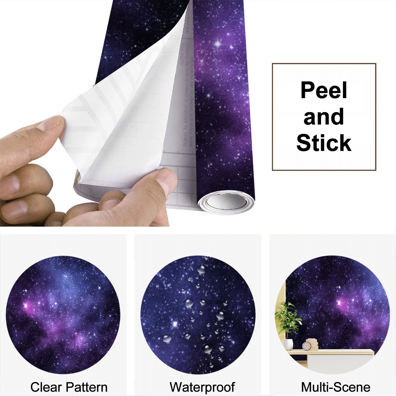 Peel and Stick Wallpaper Space galaxy Modern Art Wall Mural Decor Self Adhesive and Removable 69in x 98in