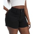 thumbnail image 4 of Gocolloa Women Plus Size Jean Shorts Stretchy 3.5" Sexy Trendy Patch Pocket High Waisted Denim Shorts Black 14W, 4 of 6