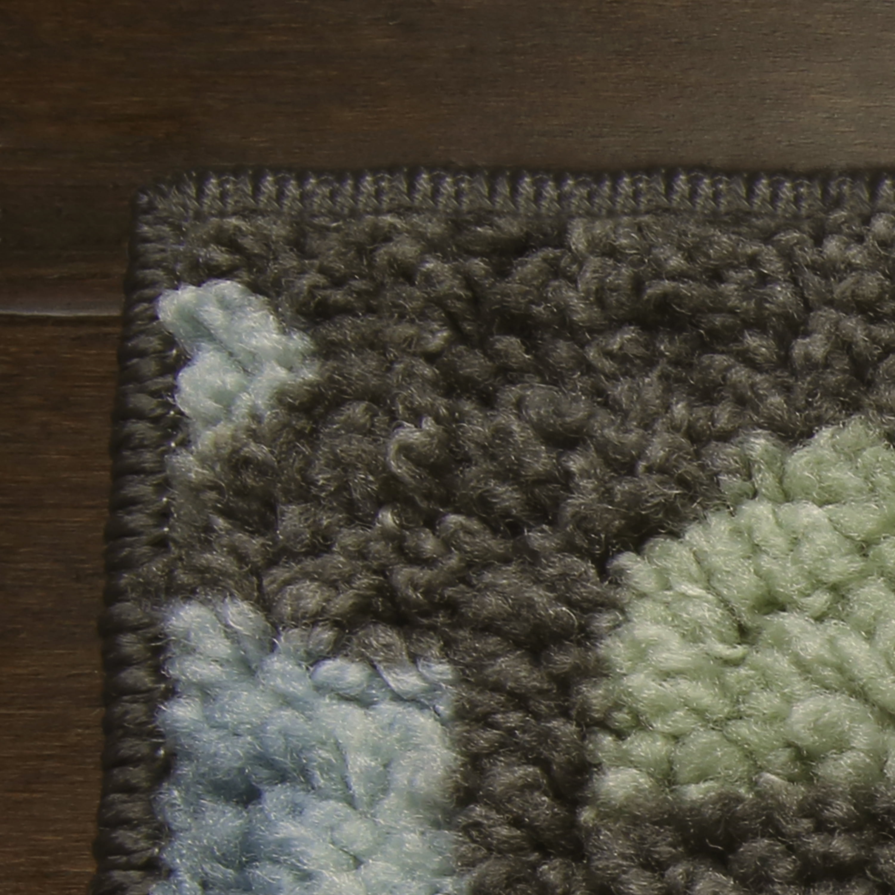 Mainstays Machine Washable Gray Floral Nylon Loop Area Rug or Runner