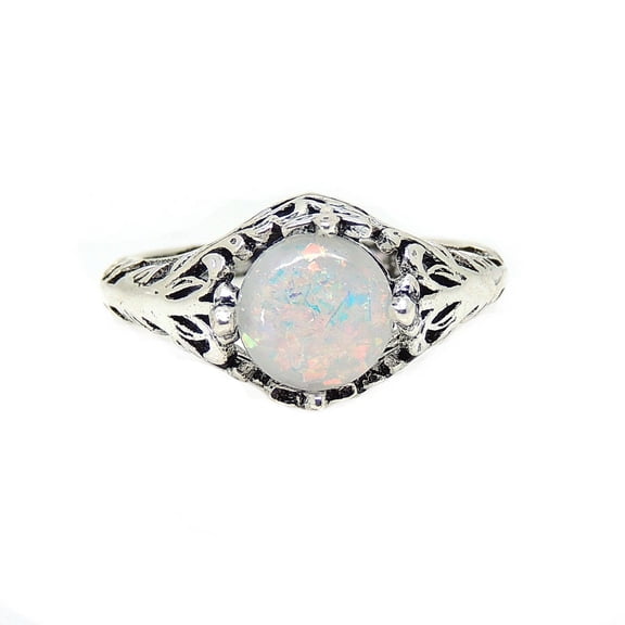 Fran Statement Ring for Women Fire Opal Filigree Style Ginger Lyne Collection