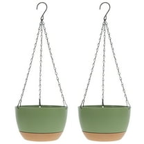 LABSERRON Garden Hanging Pots 2Pcs Plastic Green for Plant Growing 11.8X6.7X4.7in