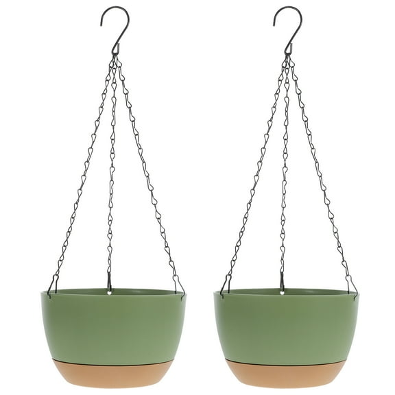 LABSERRON Garden Hanging Pots 2Pcs Plastic Green for Plant Growing 11.8X6.7X4.7in