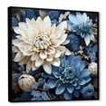 thumbnail image 2 of Designart "Mosaic Harmony: White And Blue Chrysanthemum Mix" Chrysanthemums Floater Framed Canvas Wall Art, 2 of 5