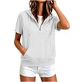 thumbnail image 5 of Amketima Womens Tops Dressy Casual Half Zip Short Sleeve Hoodie, Raglan Sleeve Kangaroo Pocket Drawstring Hooded Pullover Top,Casual Athletic Sweatshirt Workout Tops for Women, 5 of 8