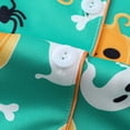 thumbnail image 6 of 2-Piece Halloween Pajamas Women Satin Casual Festive Design Ghost Bat Pattern Summerween Pajamas Loungewear Button Down Short Sleeve Sleepwear Set, 6 of 7