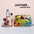 thumbnail image 6 of Lsque Geometry Dash Pattern Genuine Leather Makeup Bag Cosmetic Pouch Travel Organizer Toiletry Clutch Large Capacity Travel Cosmetic Bag, 6 of 6