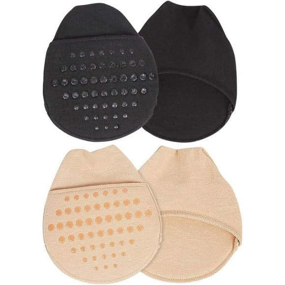Zhuge 2 piezas de almohadillas para el antepié,sandalias, plantillas para tacones altos, almohadillas de esponja para los dedos (negro + complexión)