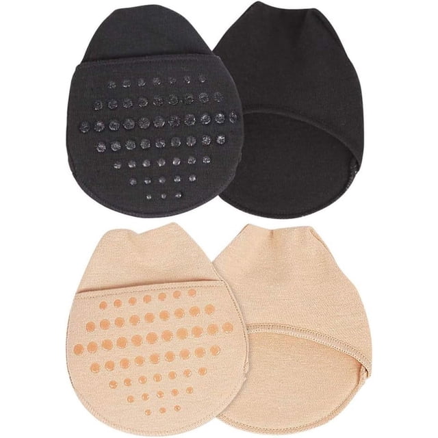 Zhuge 2 piezas de almohadillas para el antepié,sandalias, plantillas para tacones altos, almohadillas de esponja para los dedos (negro + complexión)
