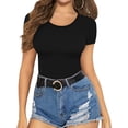 thumbnail image 2 of Xishao Women's Round Neck Short Sleeve T Shirts Basic Bodysuits Xishao ropa, 2 of 2