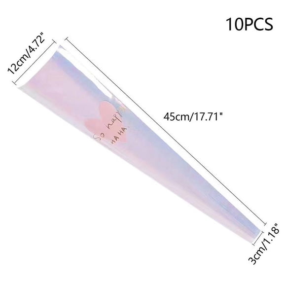 10pcs Single Rose Sleeves Flower Wrapping Bag Bouquet Packaging Bags Clear Cellophane Floral Wrappers For Valentine's Day
