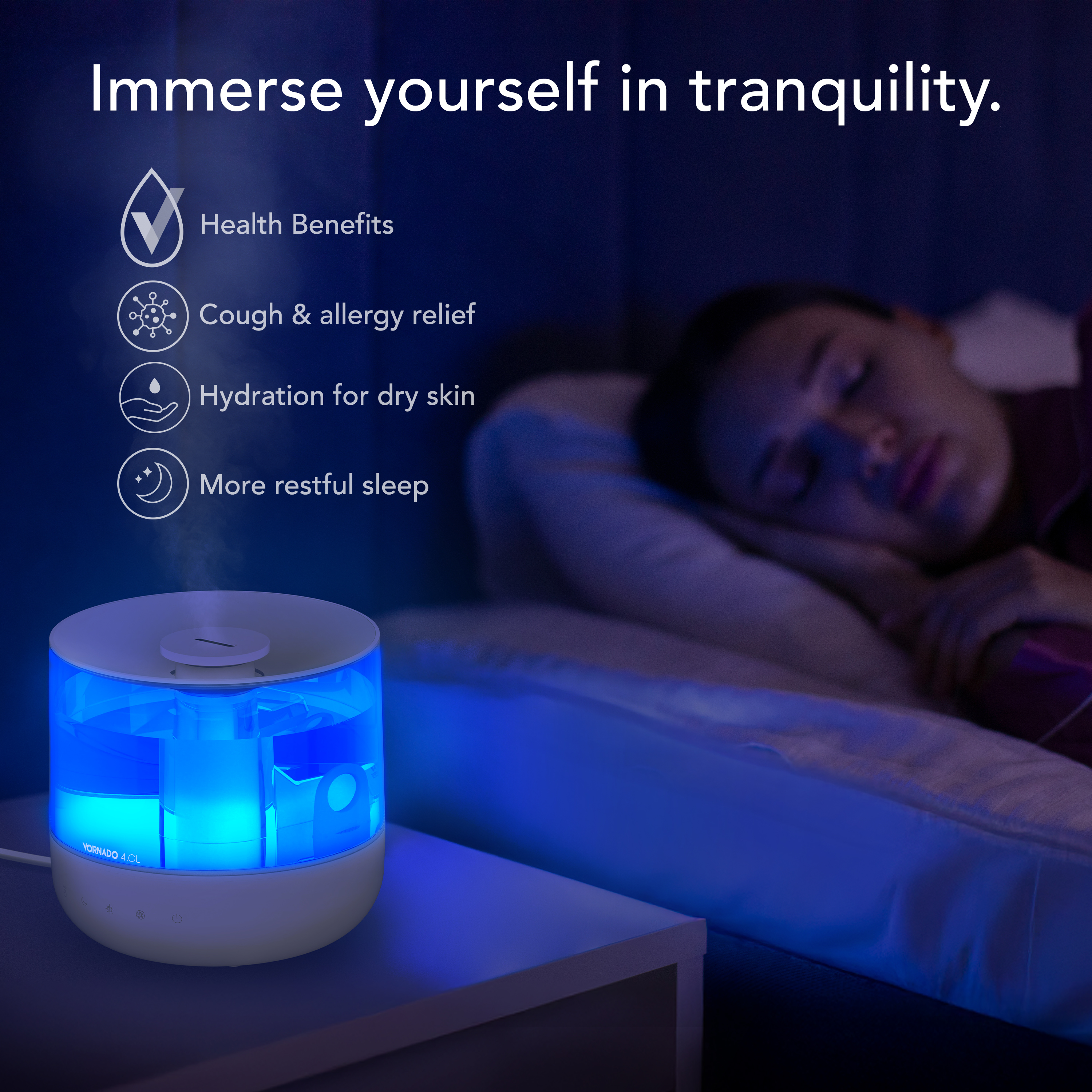 Vornado MISTIC 4 Whole Room Ultrasonic Humidifier, Top-Fill, Essential Oil Aromatherapy, 1-Gallon Tank, White