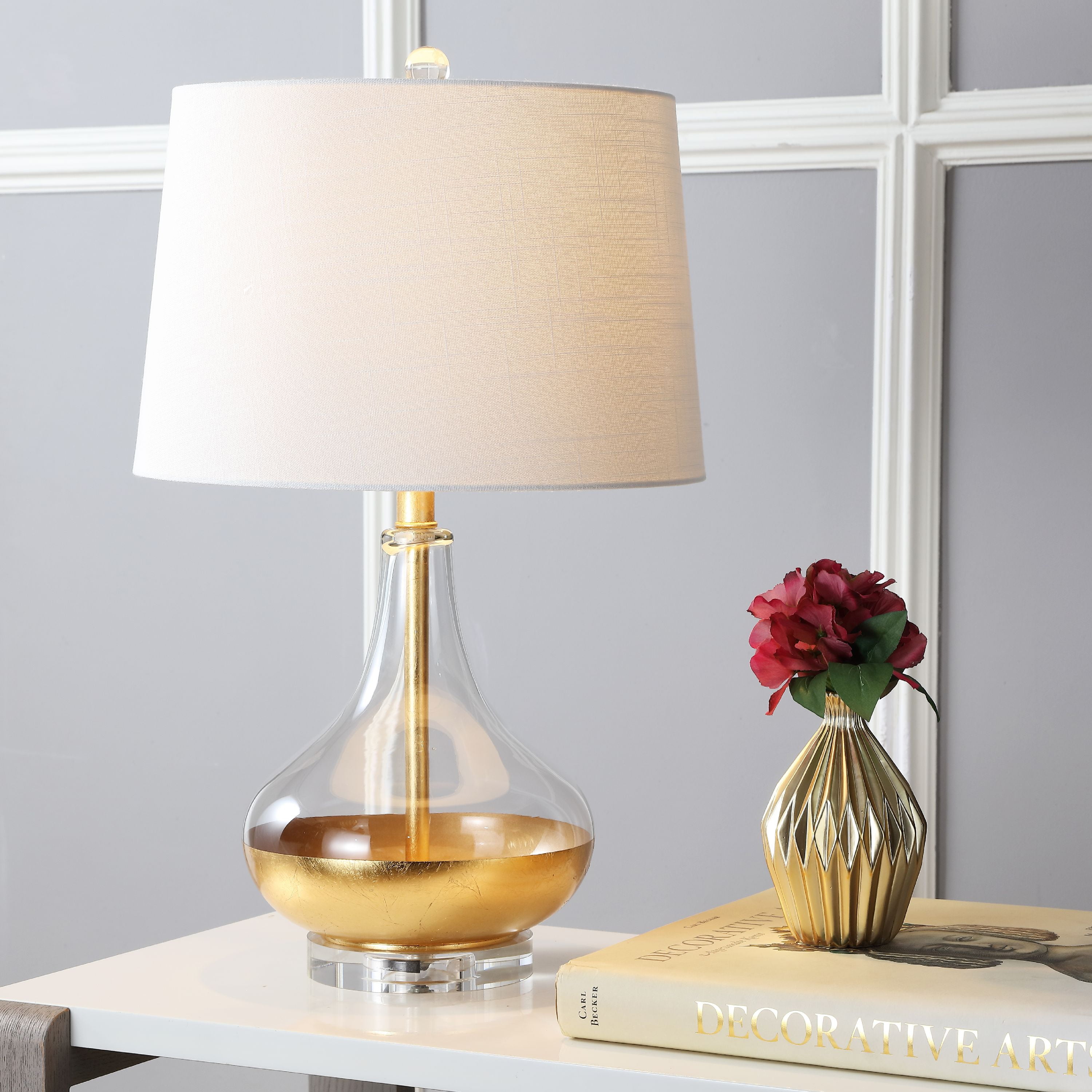 West 24.5" Glass LED Table Lamp, Gold Leaf - Walmart.com