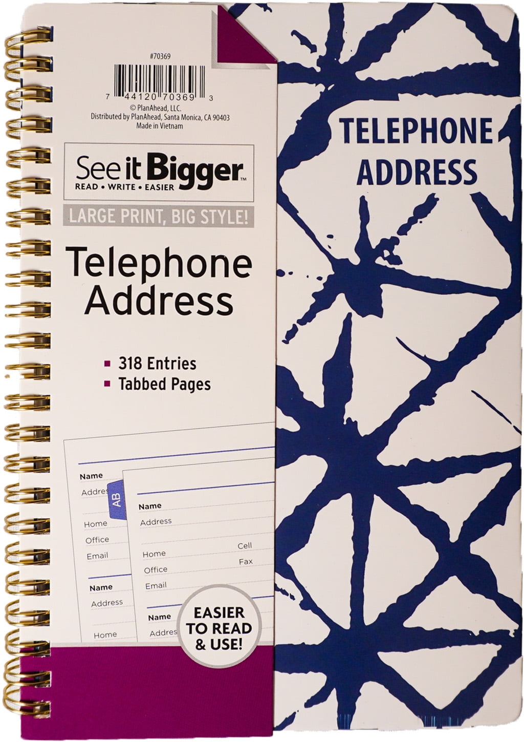 See It Bigger, Telephone & Address Book with Password Pages, 5.5" x 8"