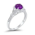thumbnail image 5 of Floral Art Deco Engagement Ring Amethyst CZ 925 Sterling Silver Size 8, 5 of 5