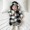 thumbnail image 5 of Bovxnpu Newborn Bodysuits Toddler Kids Winter Fleece Hooded FooTied Romper Jumpsuit Bottoms, 5 of 9