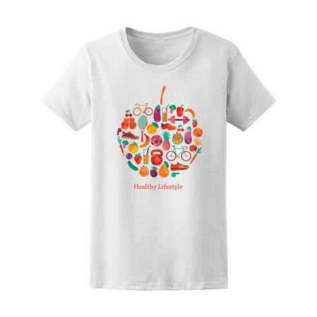 Healthy Lifestyle Apple Shape Tee Women's -Image by