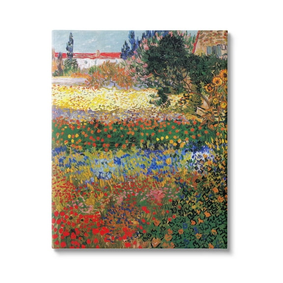 Flower Garden Van Gogh Vivid Painting Landscape Painting Gallery Wrapped Canvas Print Wall Art