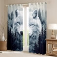 thumbnail image 2 of Homewish Jungle White Wolf Blackout Curtains Set of 2 (52x84 Each) for Kids, Rustic Pine Tree Botanical Window Curtains, Woodland Animal Curtains and Drapes, Window Curtains Decor, 2 of 6