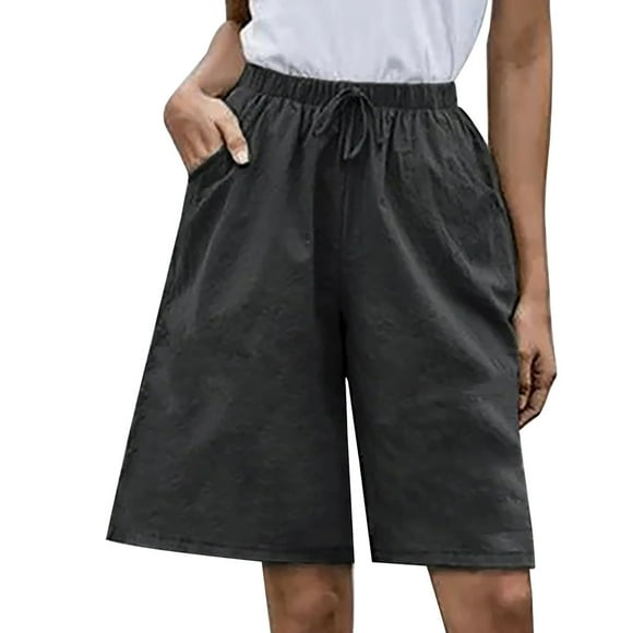 Pantalones Cortos Para Mujer Trendy Casual Cordón Cordón Bolsillo Color Sólido Odeerbi ODB166065