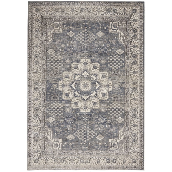 Nourison Concerto Floral Grey/Ivory 5'3" x 7'3" Area Rug, (5x7)